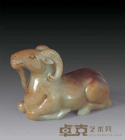 清中期 青玉卧羊摆件 长18cm